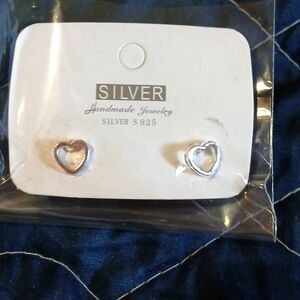 S925 sterling silver heart shaped earings